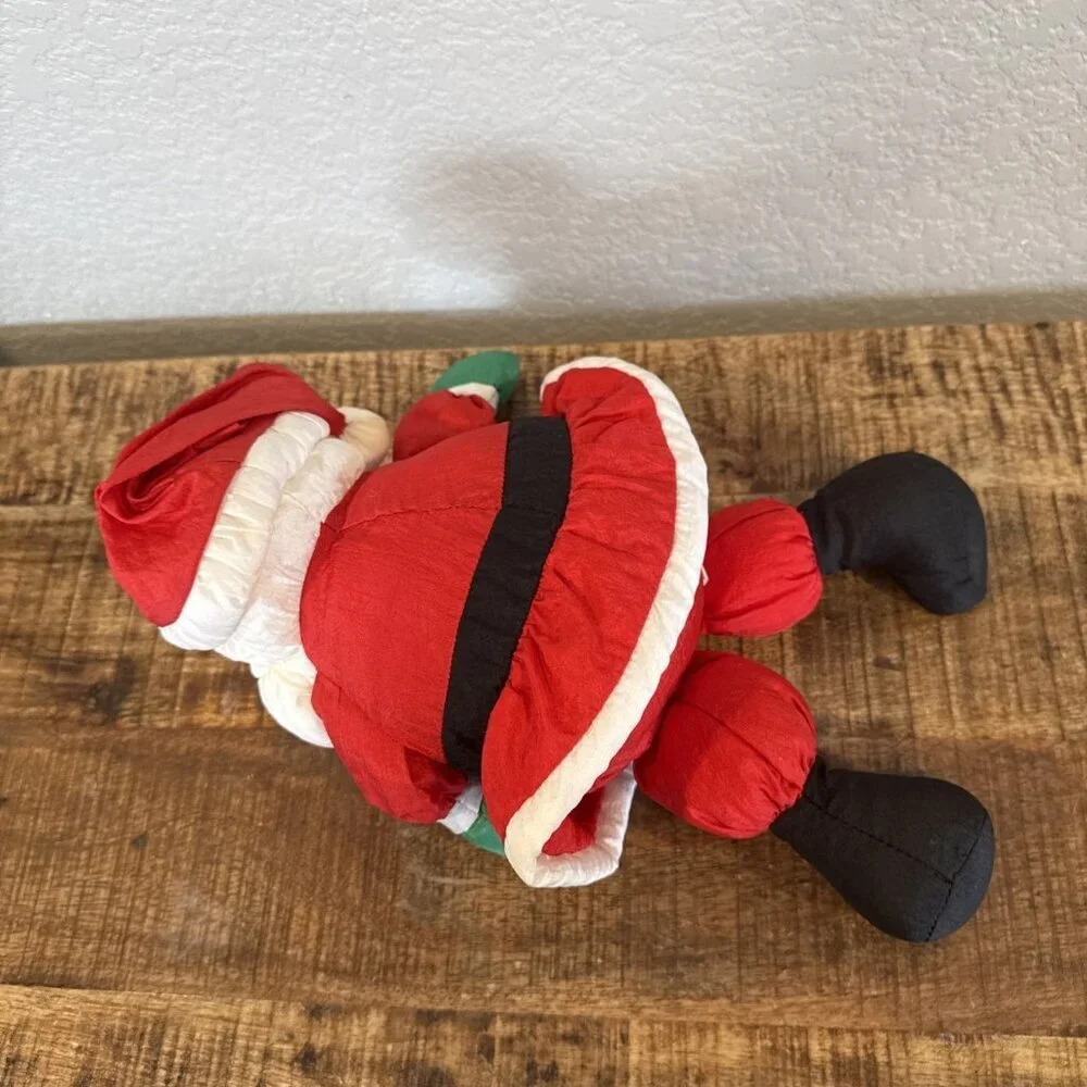 Vintage Hallmark Nylon SANTA CLAUS Plush Doll 12” Parachute Style Stuffed Toy
